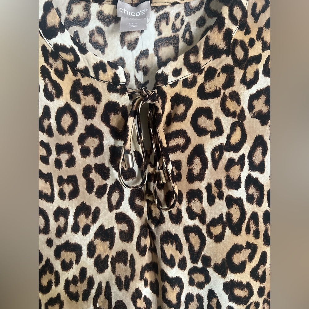 🐆 Chico’s Leopard Print Satin Tunic Dress - New With Tags! - Picture 4 of 7